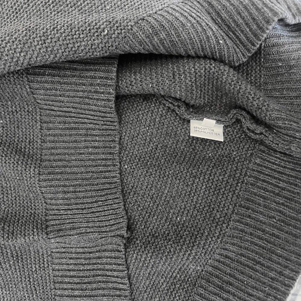 High Collar Ribbed Cuffs Gray Relaxed Knit Sweater 65% Cotton / 35% Polyester L - Picture 5 of 6